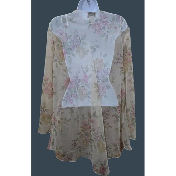 Floral Sheer Open Front Kimono Style Top Womens Plus Size 16W sheer fairycore - Picture 2 of 8